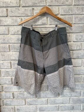 Micros Gray Striped Men's Shorts with Black Waistband